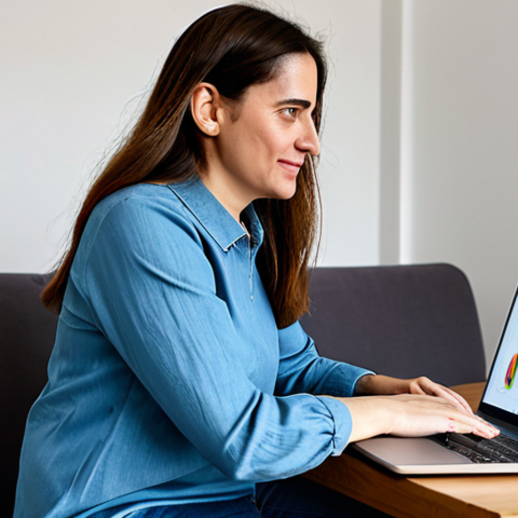 Telemedicine Mental Health Session**
"A fully clothed woman, around 30 years old, is participating in an online therapy session from her living room in Madrid, Spain. She is wearing a modest blouse and jeans. On the laptop screen, a friendly psychologist is visible. The room is decorated in a modern, family-friendly style. Natural lighting, comfortable atmosphere. Safe for work, appropriate content, professional, perfect anatomy, correct proportions, well-formed hands, natural pose."
**
