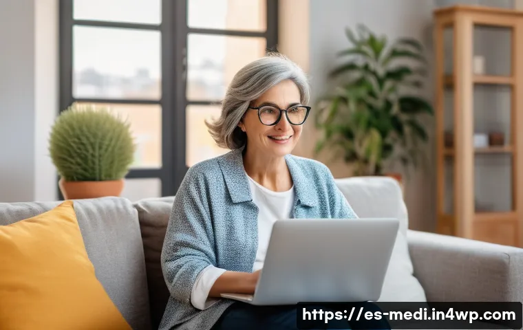 원격의료 서비스의 비용 효율성 - A modern telemedicine consultation scene set in a bright, cozy living room in Spain, featuring a mid...