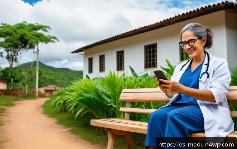 원격의료 서비스의 성장 가능성 분석 - A vibrant telemedicine consultation scene in a rural Latin American village: a middle-aged Hispanic ...