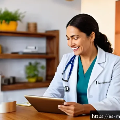 원격의료 서비스의 효과적인 캠페인 기획 - A warm and inviting telemedicine consultation scene set in a cozy Latin American home, featuring a m...